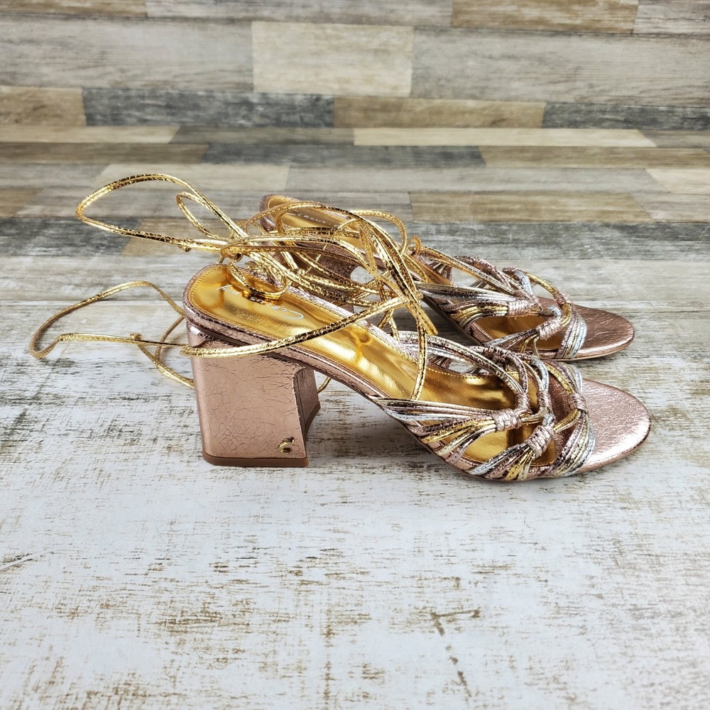Sam Edelman Oriana Womens Sandals Sz 10 Metallic Multi Knotted Straps Block Heel